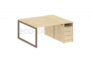 Рабочая станция с опорной тумбой METAL SYSTEM QUATTRO 5x5 50БО.РС-СТП-2.2 Акация Лорка / Мокко металл фото