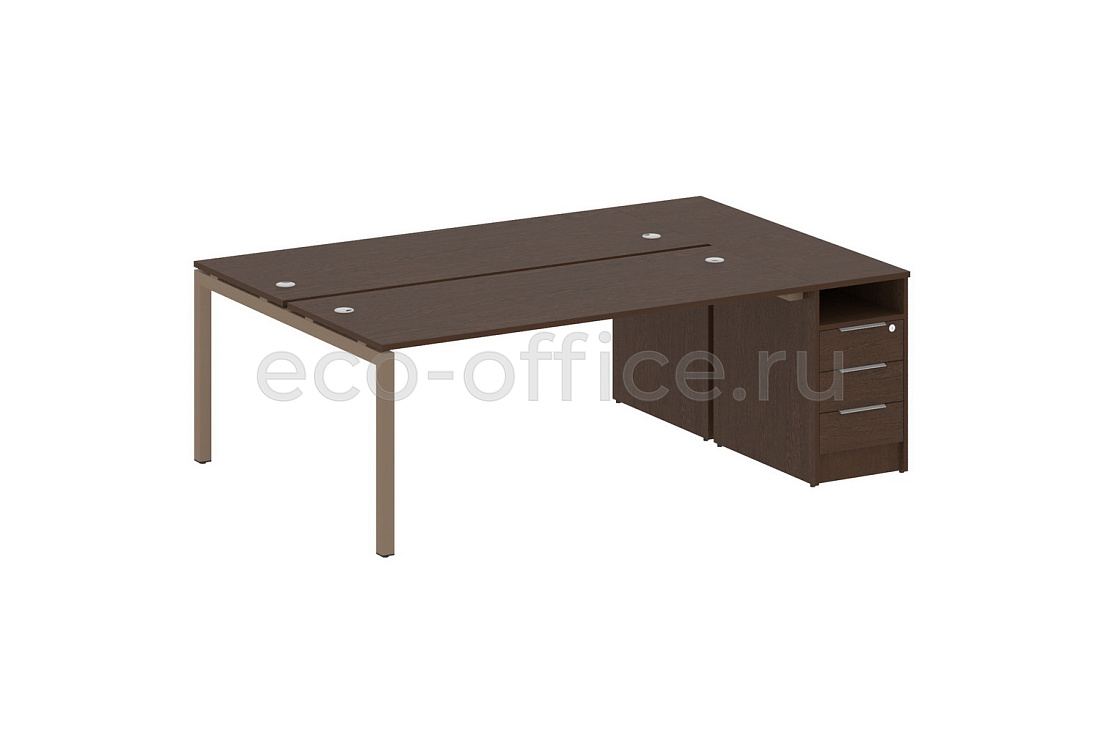 Рабочая станция с опорной тумбой METAL SYSTEM QUATTRO 5x5 50БП.РС-СТП-2.5 Венге Цаво / Мокко металл купить в Москве