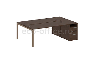 Рабочая станция с опорной тумбой METAL SYSTEM QUATTRO 5x5 50БП.РС-СТП-2.5 Венге Цаво / Мокко металл фото