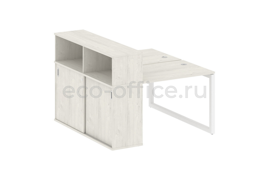Рабочая станция с опорным шкафом-купе METAL SYSTEM QUATTRO 5x5 50БО.РС-СШК-2.1 Дуб Наварра / Белый металл  стоимость