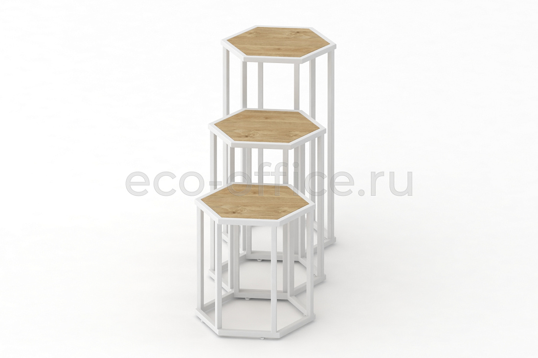 Стол журнальный HEX-800 Тиквуд Светлый / Белый металл  стоимость