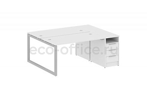 Рабочая станция с опорной тумбой METAL SYSTEM QUATTRO 5x5 50БО.РС-СТП-2.3 Белый / Серый металл фото