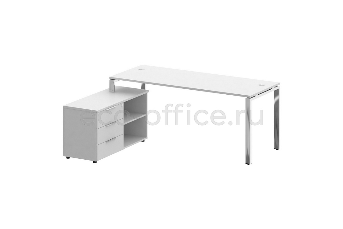 Стол руководителя с опорной тумбой METAL SYSTEM DIRECT БГ.СРТ-5.7 (L) Белый  стоимость