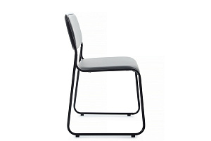 Кресло RV Chair NIX OMKL-01B Серая экокожа / Чёрный металл фото