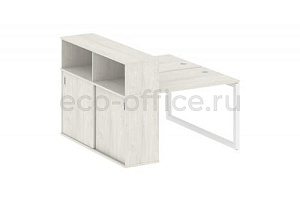 Рабочая станция с опорным шкафом-купе METAL SYSTEM QUATTRO 5x5 50БО.РС-СШК-2.1 Дуб Наварра / Белый металл фото
