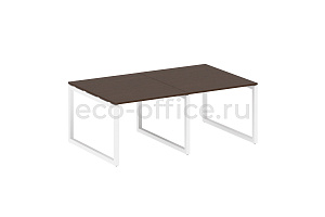 Стол переговорный (2 столешницы) METAL SYSTEM QUATTRO 5x5 50БО.ПРГ-2.1 Венге Цаво / Белый металл фото
