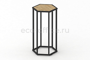 Стол журнальный HEX-800 Тиквуд Светлый / Чёрный металл фото