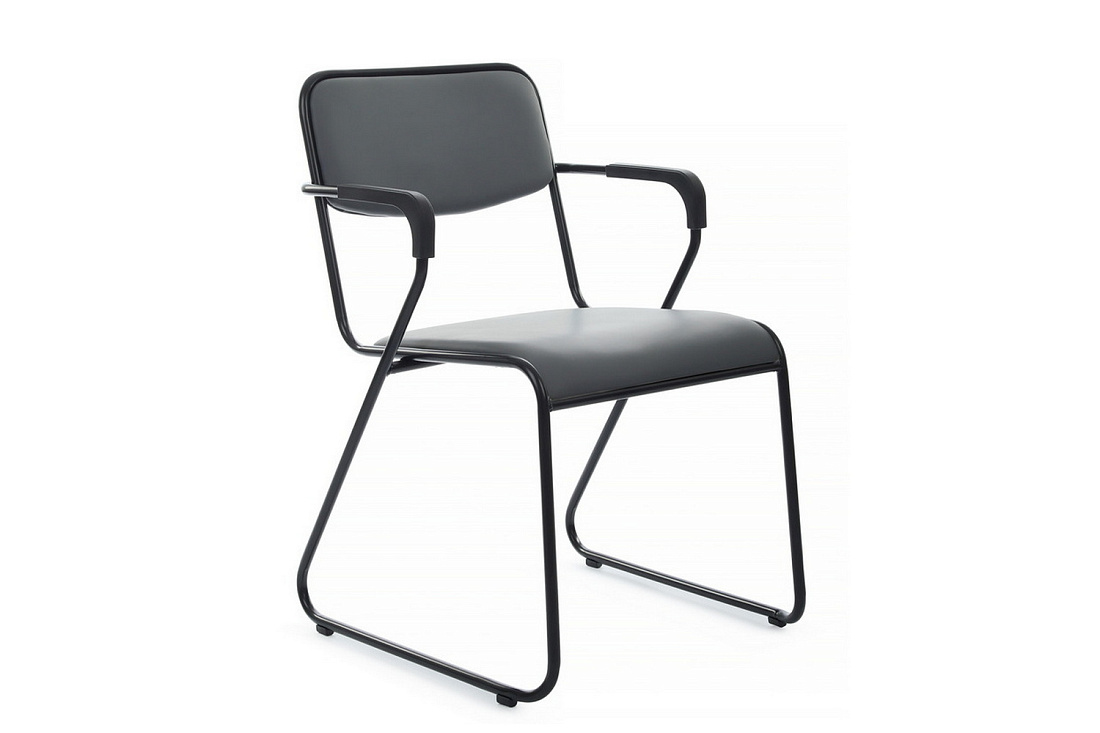 кресло rv chair nix plus omkl-03b серая экокожа / чёрный металл фото