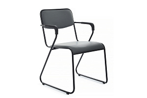 Кресло RV Chair NIX PLUS OMKL-03B Серая экокожа / Чёрный металл фото