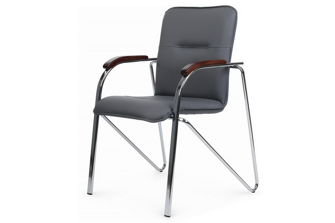 конференц-кресло rv chair самба на гальванических опорах smb-02h серая экокожа фото