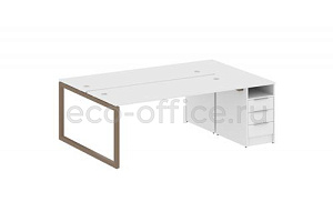 Рабочая станция с опорной тумбой METAL SYSTEM QUATTRO 5x5 50БО.РС-СТП-2.5 Белый / Мокко металл фото