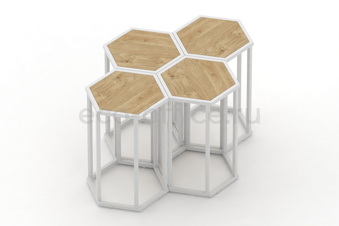 Стол журнальный HEX-600 Тиквуд Светлый / Белый металл  стоимость