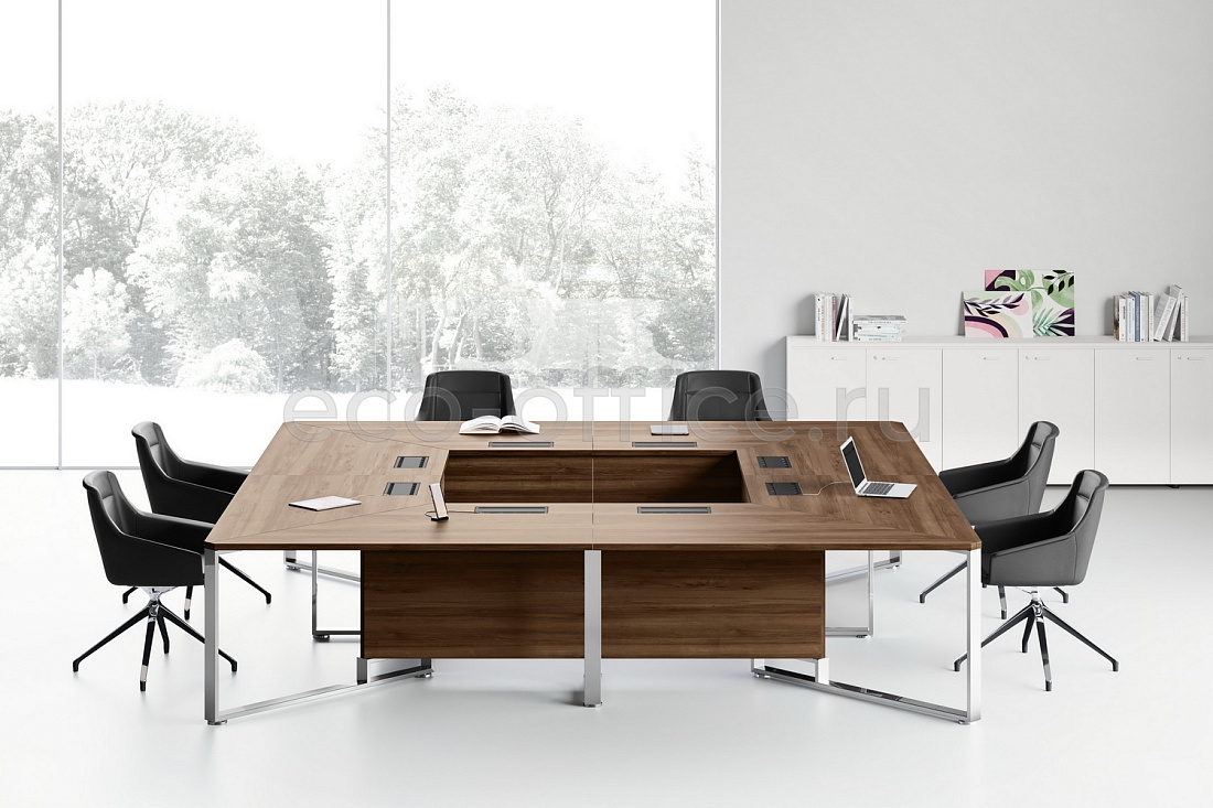 Столы для переговоров I-MEET Bali Walnut / Bali Walnut / Chromed  стоимость