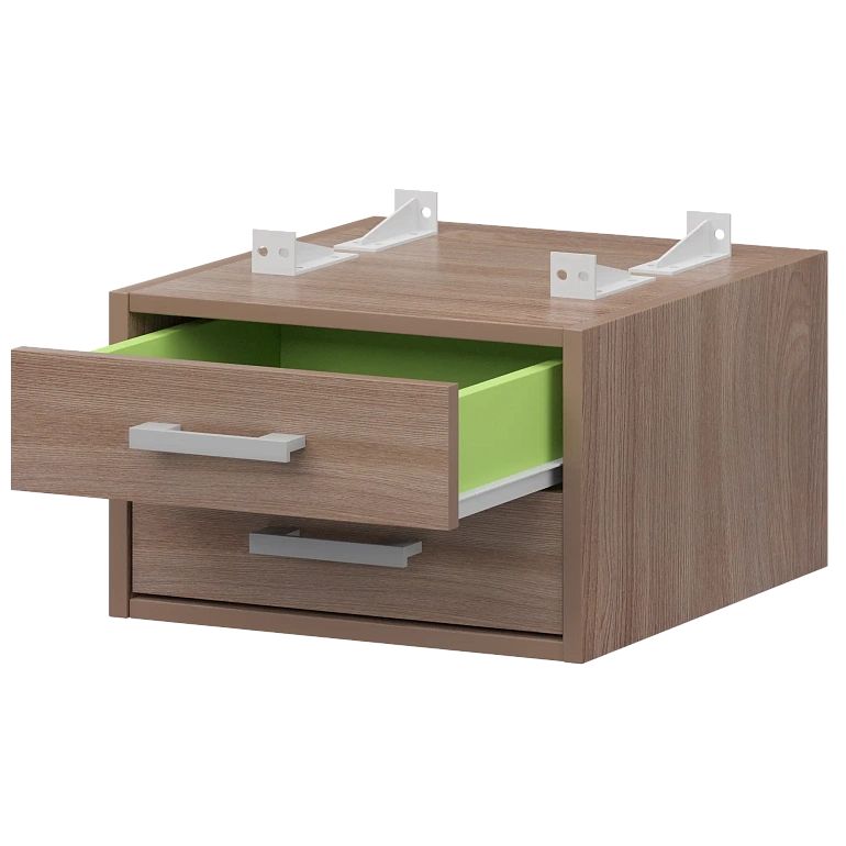 тумба подвесная для столов на м/каркасе гл.600 мм protech амт2-02.60 темный шимо/белый фото