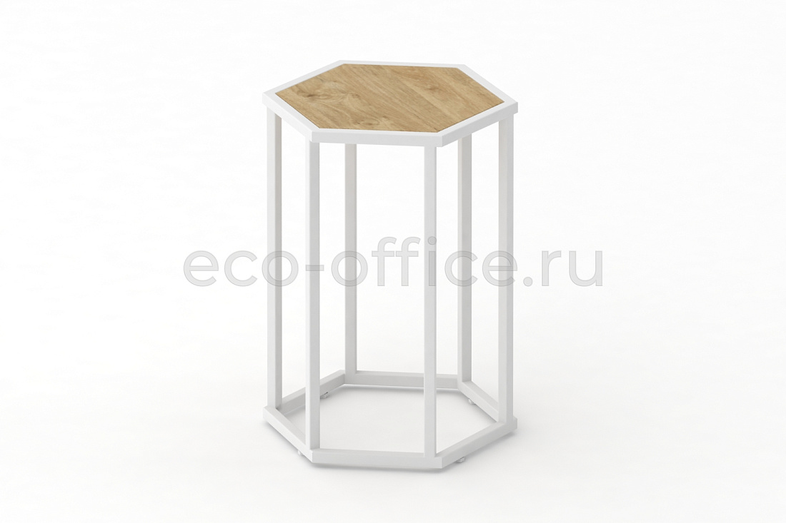 Стол журнальный HEX-600 Тиквуд Светлый / Белый металл  стоимость