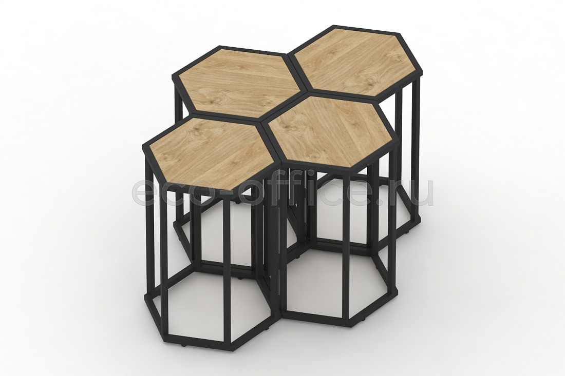 Стол журнальный HEX-600 Тиквуд Светлый / Чёрный металл  стоимость