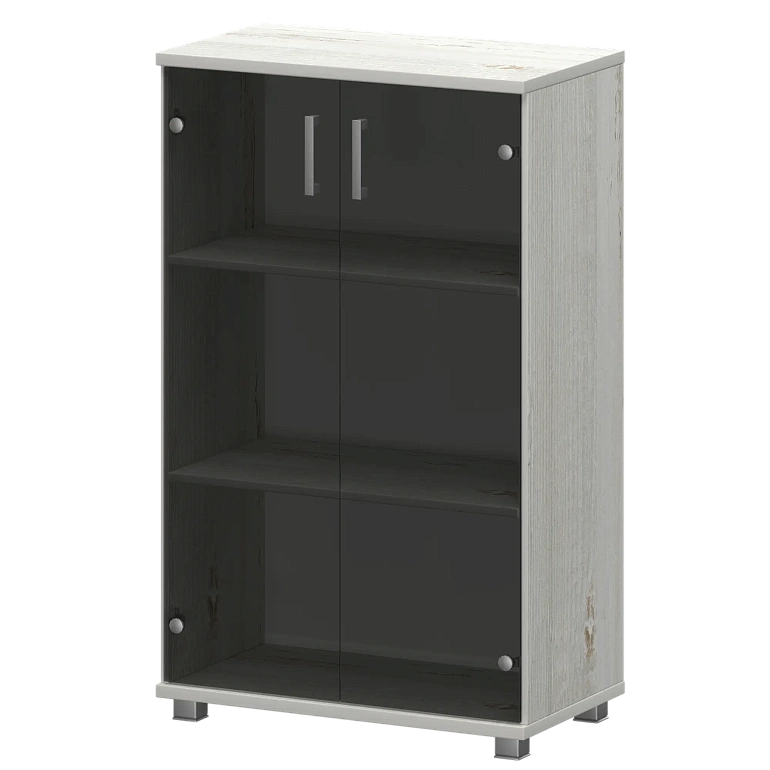 стеллаж низкий закрытый с стеклянными фасадами protech "нт-480;нт-601.2стл" сосна винтер фото