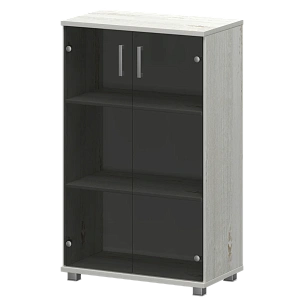 Стеллаж низкий закрытый с стеклянными фасадами Protech "НТ-480;НТ-601.2стл" Сосна винтер фото