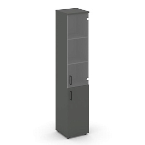 Шкаф высокий узкий STYLE PROJECT SN.STU-102(R) Антрацит/Прозрачный/Черный Ручки фото