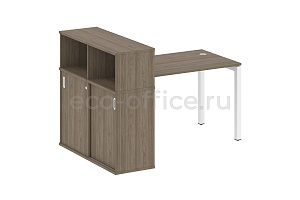 Стол письменный с опорным шкафом-купе METAL SYSTEM QUATTRO 5x5 50БП.РС-СШК-3.2 Вяз Благородный / Белый металл фото