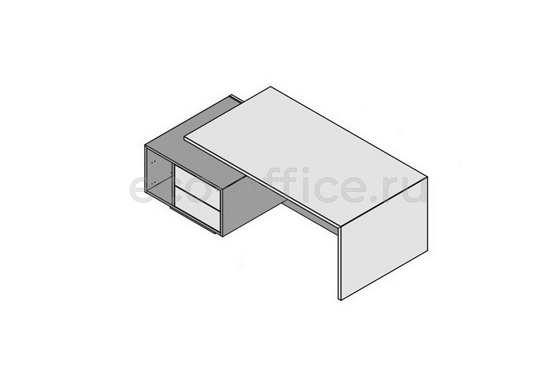 Стол левосторонний с тумбой и отсеком для процессора (шпон) ELITE 174287 Modern Elm / Black (Cod.51)  стоимость
