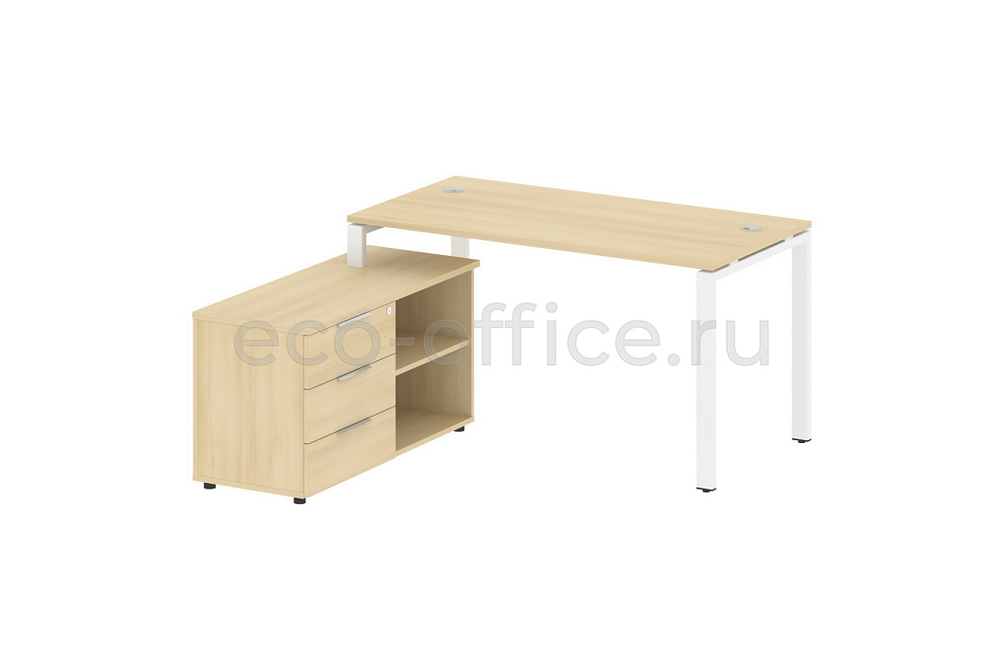 Рабочая станция с опорной тумбой METAL SYSTEM STYLE БП.РС-СТС-2.3 (L) Акация Лорка / Белый металл  стоимость