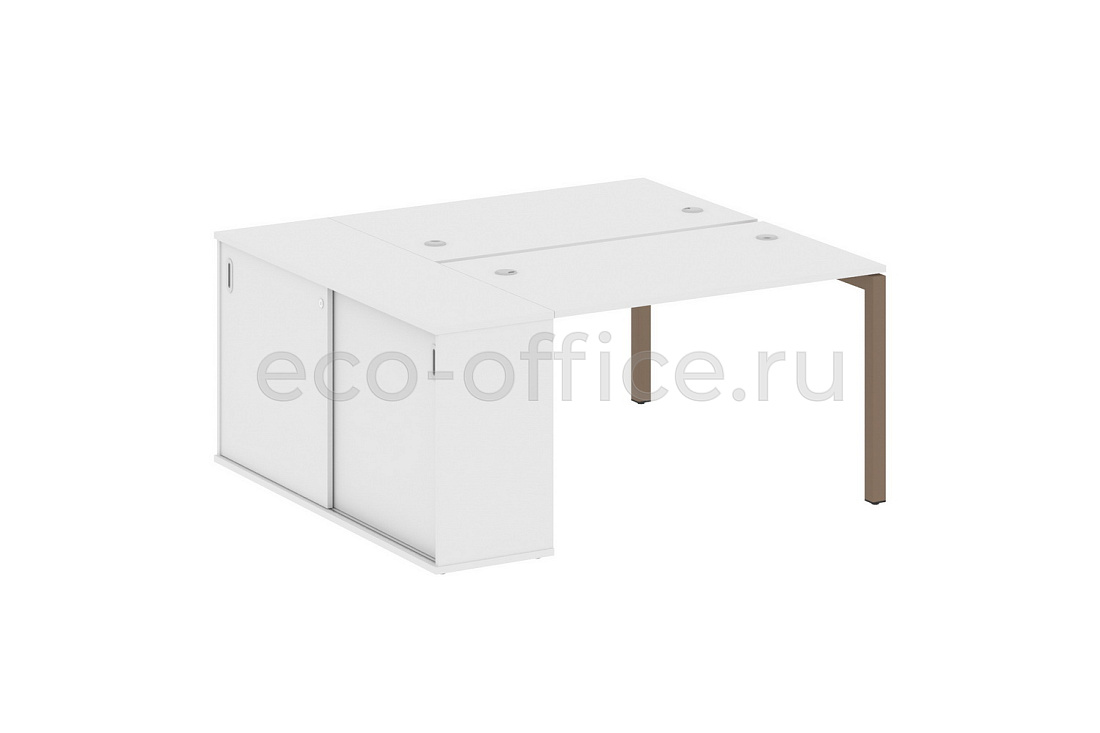 Рабочая станция с опорным шкафом-купе METAL SYSTEM QUATTRO 5X5 50БП.РС-СШК-1.2 Белый / Мокко металл купить в Москве