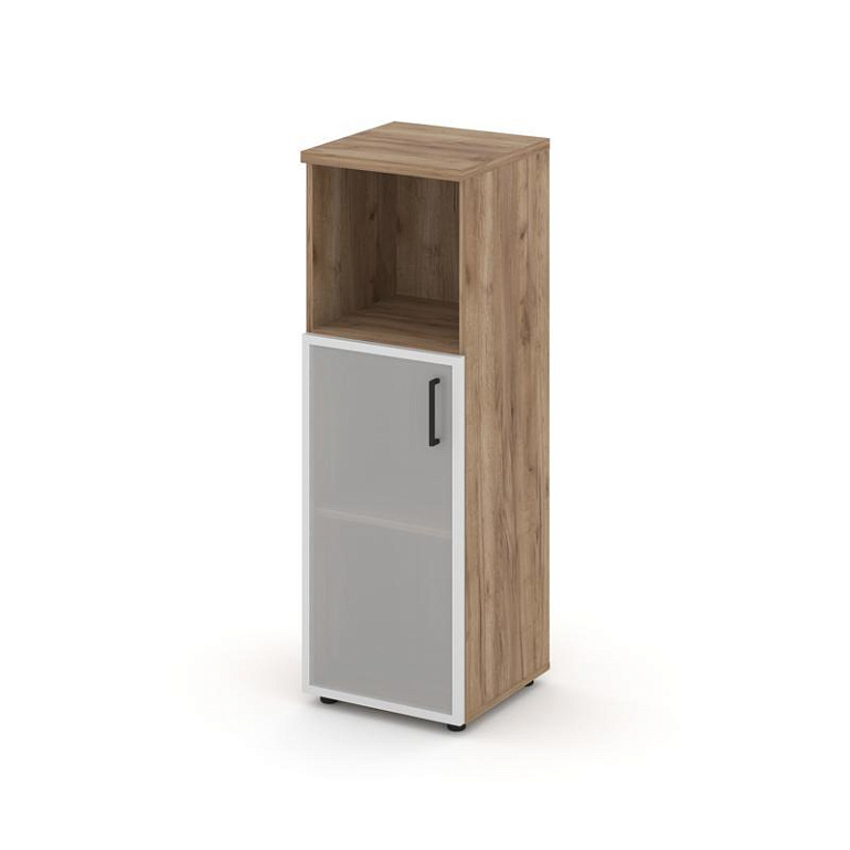шкаф средний узкий style project sn.stu.e-203(l) дуб табак/сатин/черный ручки фото
