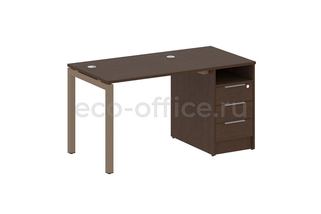 Рабочая станция с опорной тумбой METAL SYSTEM QUATTRO 5x5 50БП.РС-СТП-1.1 Венге Цаво / Мокко металл купить в Москве