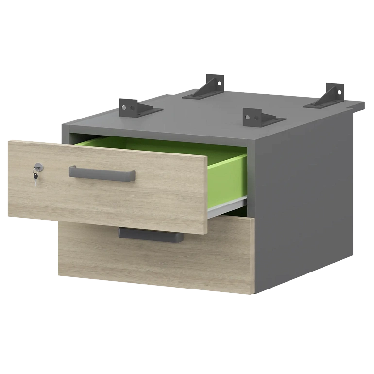 тумба подвесная для столов на м/каркасе гл.730 мм protech смт-2пд.73 графит/кронберг фото