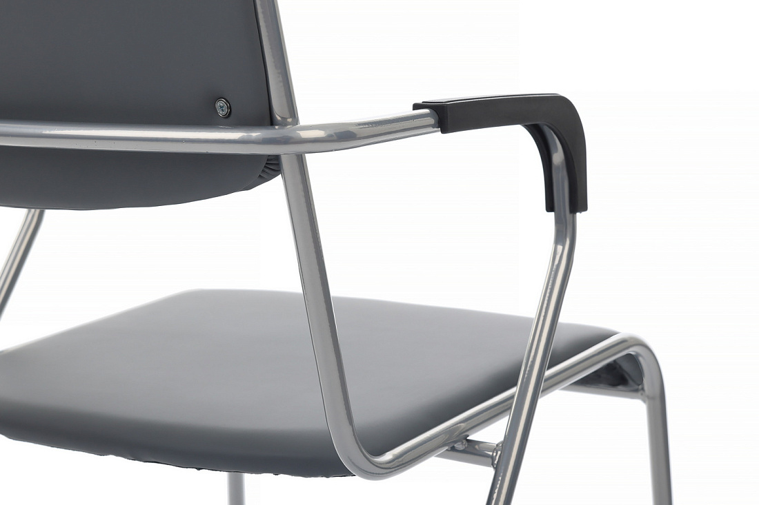 кресло rv chair nix plus omkl-03 серая экокожа / хром металл фото