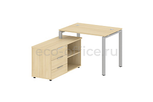 Рабочая станция с опорной тумбой METAL SYSTEM STYLE БП.РС-СТС-2.1 (L) Акация Лорка / Серый металл фото