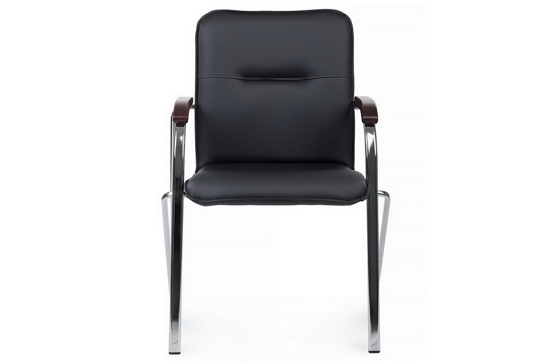 конференц-кресло rv chair самба на гальванических опорах smb-02h чёрная экокожа фото