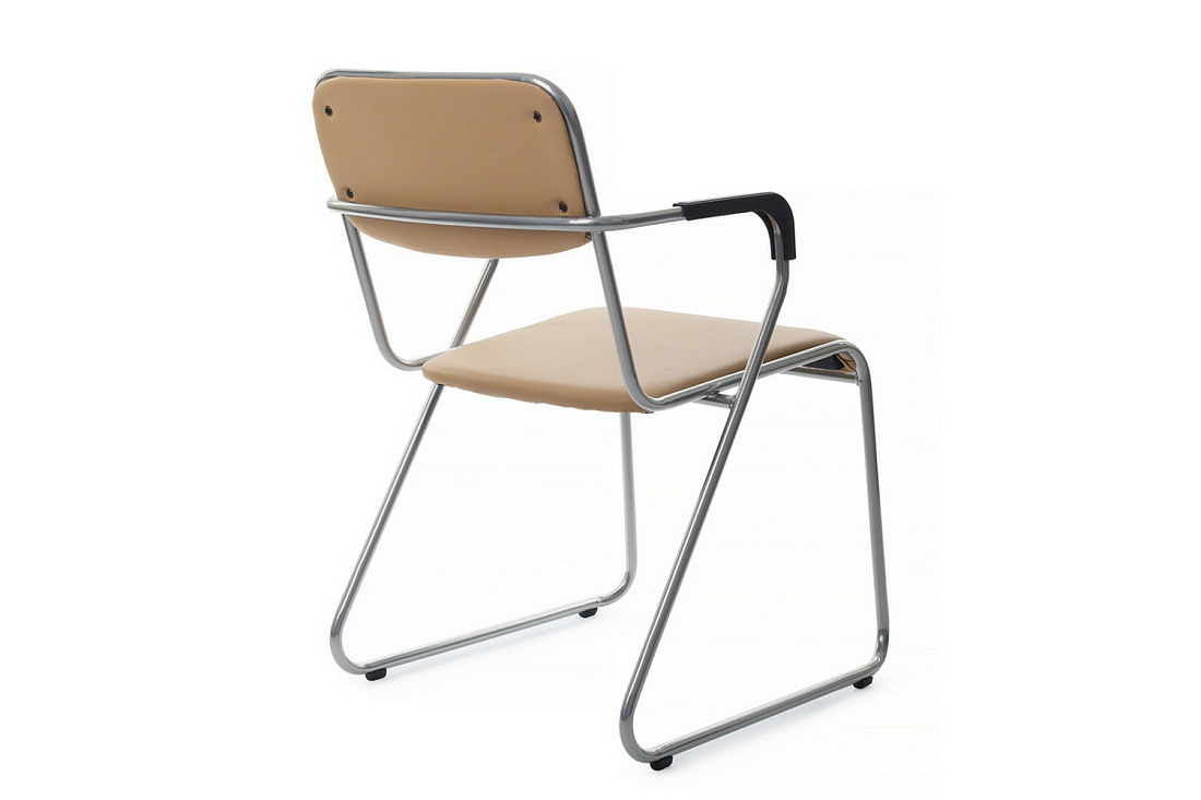 кресло rv chair nix plus omkl-04 бежевая экокожа / хром металл фото