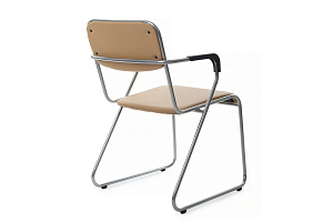 Кресло RV Chair NIX PLUS OMKL-04 Бежевая экокожа / Хром металл фото