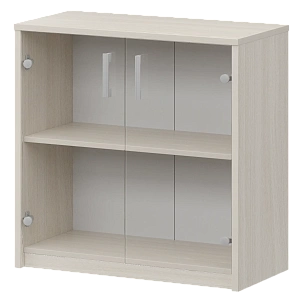 Стеллаж низкий с прозрачным стеклом Protech А-302/А-стл302пр Ясень шимо фото