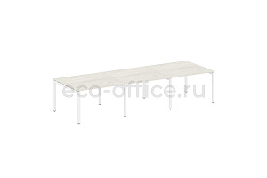Стол переговорный (3 столешницы) METAL SYSTEM QUATTRO 5x5 50БП.ПРГ-3.2 Дуб Наварра / Белый металл фото