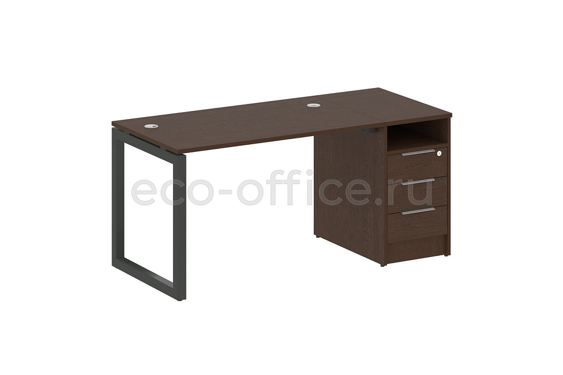 Рабочая станция с опорной тумбой METAL SYSTEM QUATTRO 5x5 50БО.РС-СТП-1.2 Венге Цаво / Антрацит металл  стоимость