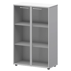 Шкаф средний со стеклом в ал. рамке Protech СМШ38RS(Б) Белый фото