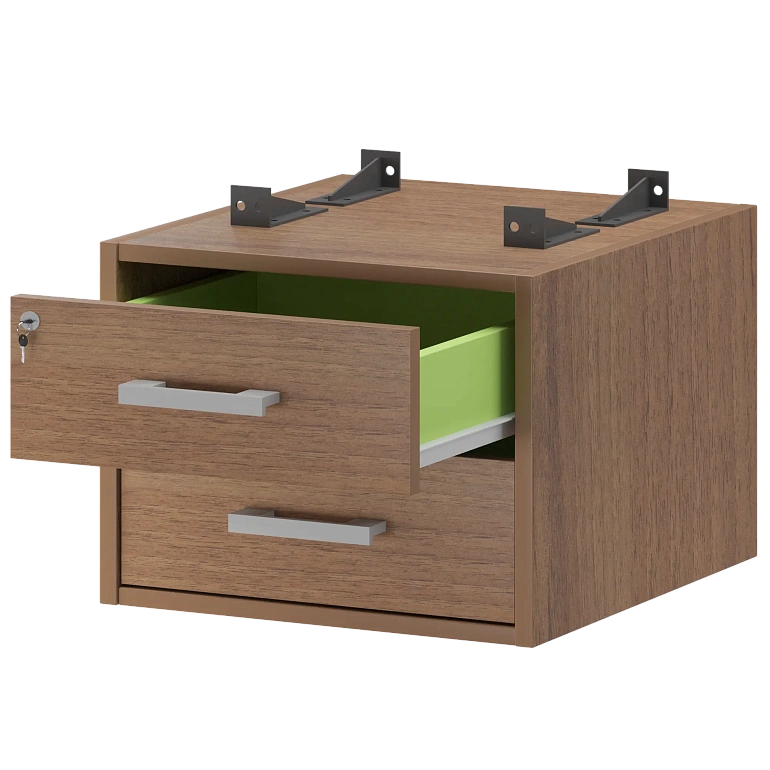 тумба подвесная для столов на м/каркасе гл.600 мм protech амт2-02ц.60 орех фото