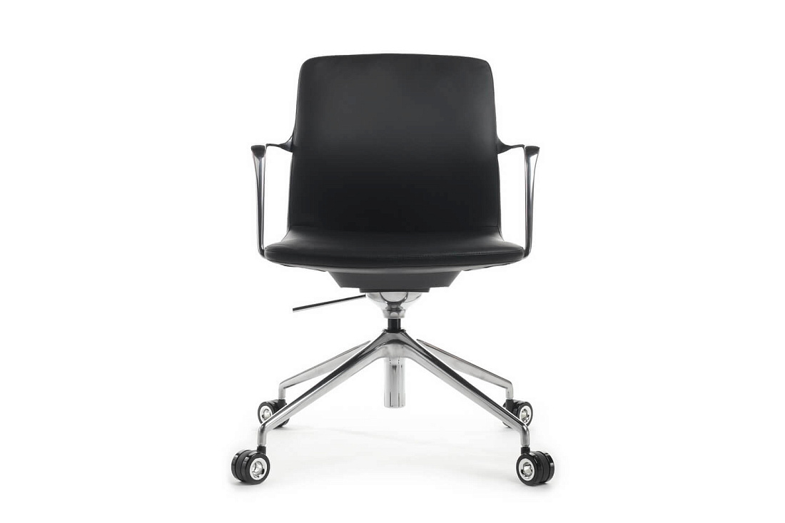 Конференц-кресло RV Design PLAZA-M FK004-B12 Чёрная кожа  стоимость
