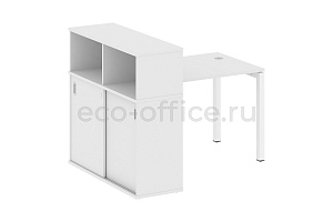 Стол письменный с опорным шкафом-купе METAL SYSTEM QUATTRO 5x5 50БП.РС-СШК-3.1 Белый / Белый металл фото