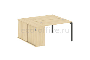 Рабочая станция с опорным шкафом-купе METAL SYSTEM QUATTRO 5X5 50БП.РС-СШК-1.2 Акация Лорка / Антрацит металл фото