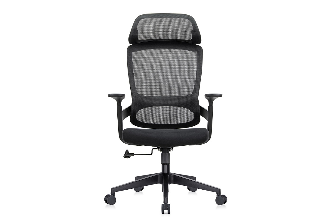 кресло руководителя rv chair job 6246a чёрная сетка / чёрная ткань фото