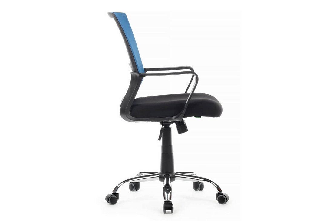 кресло rv chair mint 1029mb синяя сетка / чёрная ткань фото