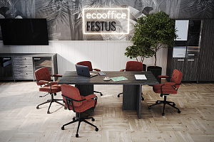 Кабинет руководителя FESTUS Древесина Графит / Камень Пьетра Гриджиа чёрный фото