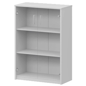 Стеллаж средний с прозрачным стеклом Protech А-304/А-стл304пр Белый фото