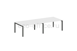Стол переговорный (2 столешницы) METAL SYSTEM QUATTRO 5x5 50БП.ПРГ-2.4 Белый / Антрацит металл фото