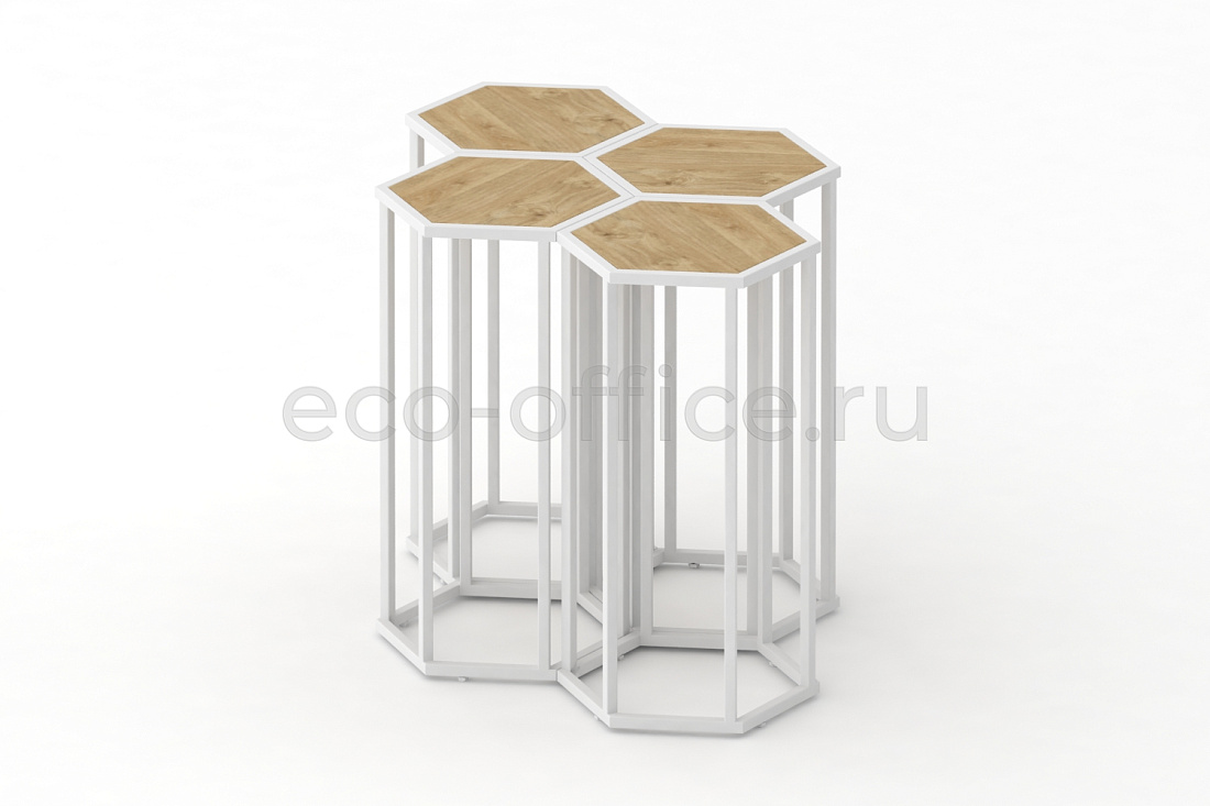 Стол журнальный HEX-800 Тиквуд Светлый / Белый металл  стоимость