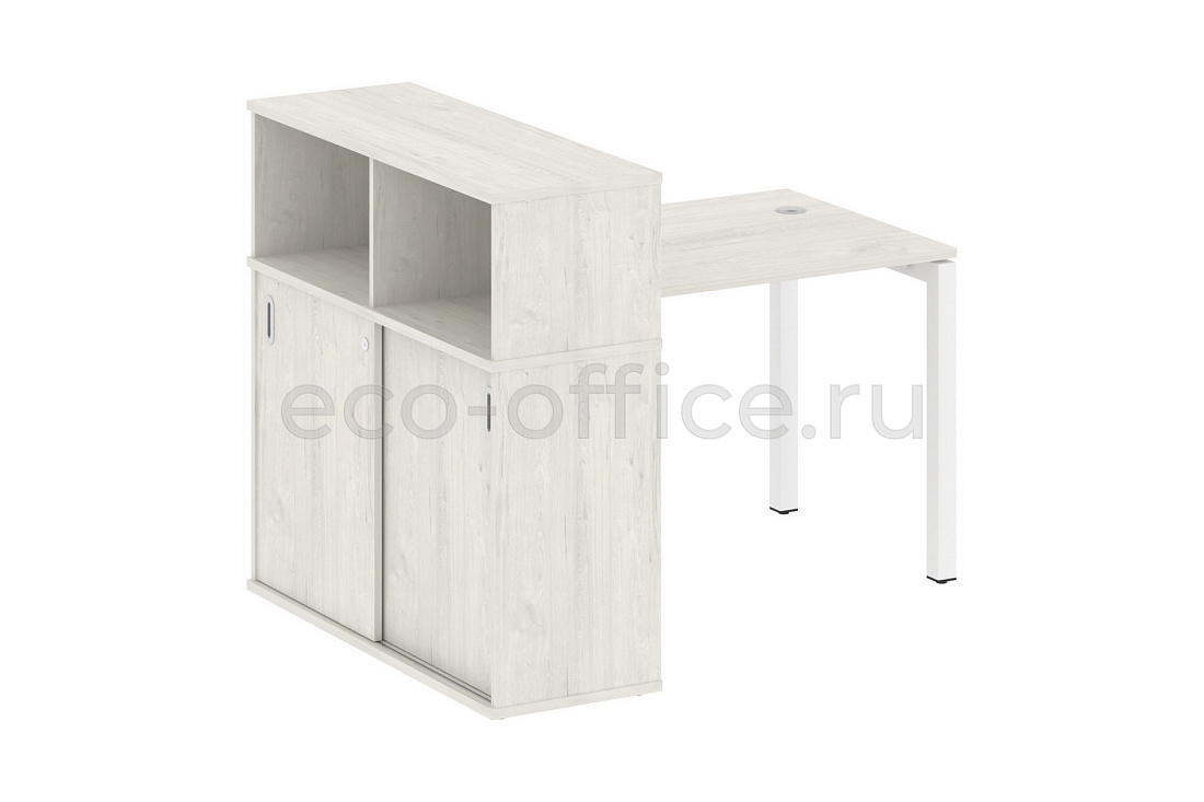 Стол письменный с опорным шкафом-купе METAL SYSTEM QUATTRO 5x5 50БП.РС-СШК-3.1 Дуб Наварра / Белый металл купить в Москве